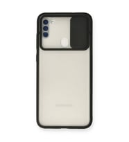 Samsung Galaxy A11 Kılıf Palm Buzlu Kamera Sürgülü Silikon - Siyah
