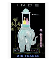 1956 Air France Hindistan Seyahat Posteri Tablo Ahşap Poster Dekoratif
