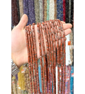 Kırmızı Jasper Taşı Silindir Kesim Kırmızı 5x8mm Doğal Taş Dizi