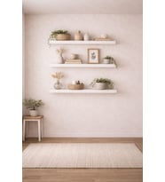30 mm 3'lü Uçan Duvar Rafı Set Gizli Raf- Beyaz 15x50