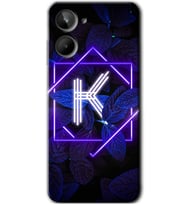 Realme 10 4G Kılıf HD Desen Baskılı Kılıf - Dark Neon Yaprak K Harfi