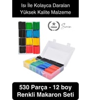 Premium Kutulu 12 Boy 530 Adet Set Renkli Isıyla Daralan Makaron Elektrik Kablosu Birleştirici Tamir