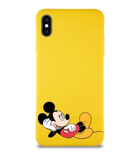 Apple iPhone XS Max Soft Premier Kapak Mickey Mouse-F Tasarımlı Silikon Kılıf - Sarı (Şeffaf)