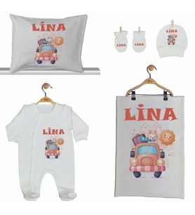 Pia Baby Gl 2206 İsme Özel Beşli Tulum Set
