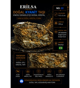 Sertifikalı Doğal Kyanit Taşı Kütle Ham Kristal Kaya Dekoratif Mineral Taş No 22