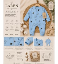 Laren Baby %100 Pamuk Ayıcık Desenli Bebek Tulumu