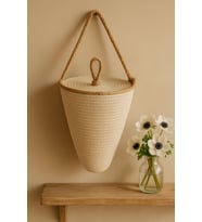 Poşetlik Krem Renk Kapaklı Poşet Düzenleyici 30x19 Cm