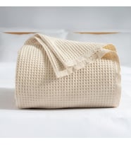 - %100 Pamuk Pike Yatak Örtüsü Waffle Dokuma Tek Kişilik Pike 160x240 cm, Natural Krem Dekoratif, Hafif, Yumuşak Pikeler