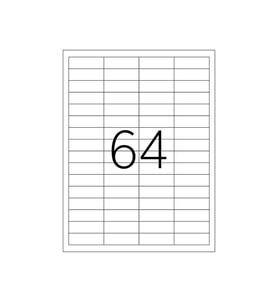 A1 Etiket Lazer Etiket tw-2564 100 A4 Sayfa Lazer Etiket  48,5 x 16,9 mm Boyutunda 1 A4 Sayfada 64 Etiket
