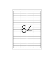 A1 Etiket Lazer Etiket tw-2564 100 A4 Sayfa Lazer Etiket  48,5 x 16,9 mm Boyutunda 1 A4 Sayfada 64 Etiket
