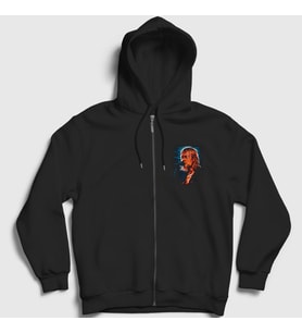 Presmono Unisex Siyah Mic Nirvana Kurt Cobain Fermuarlı Kapüşonlu Sweatshirt 35646tt