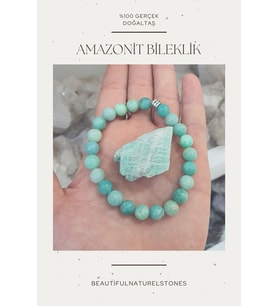 Amazonit Taşı Doğaltaş Bileklik 8 Mm