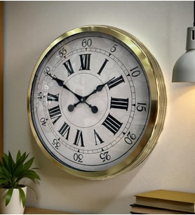 60 cm Gold Metal Dekoratif Roma Rakamlı Duvar Saati (Standart)