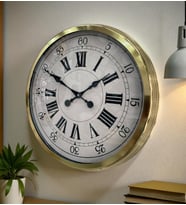 60 cm Gold Metal Dekoratif Roma Rakamlı Duvar Saati (Standart)