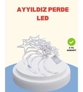 Yıldız Ay Tasarımlı Prizli Perde LED Işık İç Mekan Dekoru