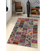 Çok Renkli Patchwork Kaymaz Tabanlı Dekoratif Halı AR749 - 100 x 160 cm
