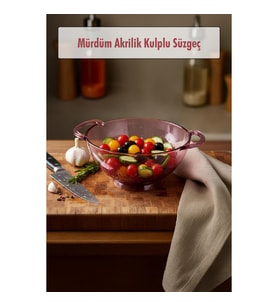 23,5 x 30 cm Mürdüm Akrilik Kulplu Süzgeç – Salata ve Makarna Süzme Kabı