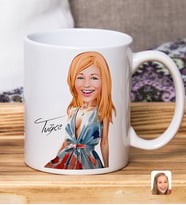 Bk Gift Kişiye Özel Karikatürlü Kadın Tasarımlı Beyaz Kupa Bardak-124, Arkadaşa Hediye , Karikatürlü Kupa Bardak