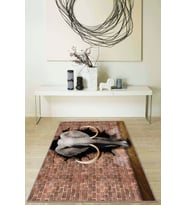 Bej Filli Kaymaz Tabanlı Makinede Yıkanabilir Halı RV240 - 100 x 160 cm