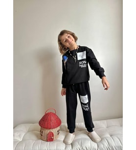 Cg Kids Sonic Baskılı 2 Iplik Erkek Çocuk Alt Üst Süper Tarz Takım Sırt Baskı Detay Siyah Süper Kalite Baskı