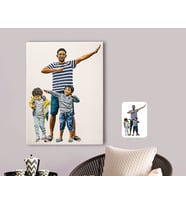 BK Gift Kişiye Özel Tam Boy Baba ve Oğullar Karikatürlü Kanvas Tablo 70x100cm-1