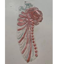 30X13 CM PEMBE GÜPÜR NAKIŞ İŞLEME MELEK KANADI APLİKE ARMA YAMA