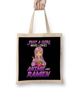 Just A Girl Who Loves Anime & Ramen Bez Çanta Uzun Saplı