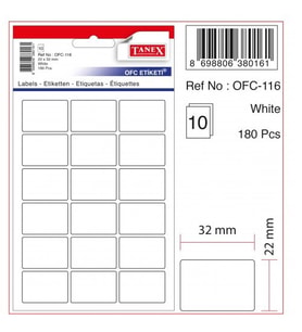 Tanex Etiket Ofc-116 22X32Mm 10 Lu 2 paket
