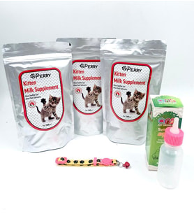 Yavru Kedi Süt Tozu 3 adet + 60ml Biberon + Boyun Tasması