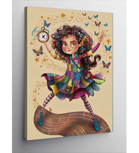 Kanvas Tablo Patchwork Elbiseli Kız