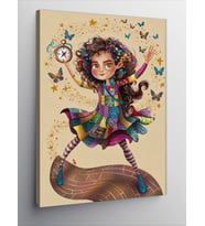 Kanvas Tablo Patchwork Elbiseli Kız