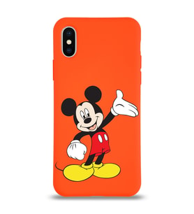 Apple iPhone X Uyumlu Lansman Kılıf Mickey Mouse Tasarımlı Altı Kapalı İçi Kadife Kaplı  Kapak (Şeffaf)