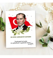 Takı Kartı - 29 Ekim Cumhuriyet Bayramı Atatürk Tasarım - Şans Bilekliği, Anahtalık, Toka, Takı, İnci Küpe Kartı