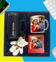Kişiye Özel Premium Kutu Kulplu Termos Bardak Fotoğraflı Kupa Bardak Peluş Ayıcık Anahtarlık Masaüstü Kırmızı Çerçeve