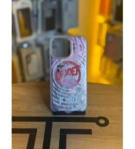 iPhone 15 Pro Max Uyumlu Renkli İllüstrasyon Özel Tasarım Silikon Kılıf (Mor-Lıla)