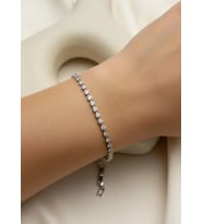 Çelik Silver Mini Yuvarlak Taşlı Su Yolu Bileklik - 26slb45