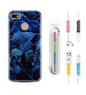 General Mobile GM8 Go GM9 GM20 Pro Plus Kılıf Kablo Koruma Spiral Silikon Blue Foid 1628
