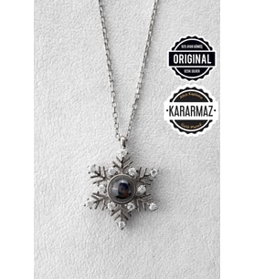 Jewelmim Gümüş Yüz 100 Farklı Dilde Seni Seviyorum Beyaz Altın Kaplama 925 Ayar Kadın Gümüş Kar Tanesi Kolye (Beyaz)