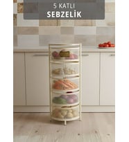 5 Katlı Sebzelik Açılır Metal Patates Soğan Sepeti Paslanmaz Meyvelik Organizer Sepet Krem