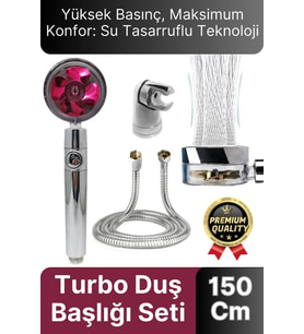 Özel Basınçlı Stop Düğmeli Pervaneli Su Tasarruflu Paslanmaz Turbo Duş Başlığı Hortum Mafsal Seti