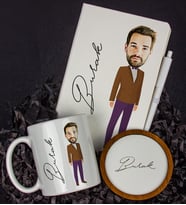 Kişiye Özel Karikatür Tasarım Defter Kalem Kupa Ve Bardak Altlığı Hediye Seti 96190