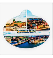 İsveç Stockholm Temalı Oval Magnet Buzdolabı Magneti (Karışık)