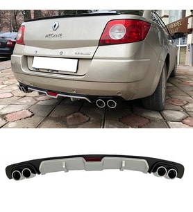 Renault Megane 2 Cabrio Gri Difüzör 4 Krom Egzoz Görünümlü Difizör Arka Ek Body Kit 2002-2009