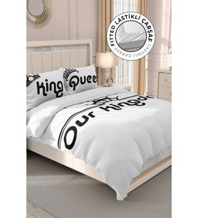 Lastikli Çarşaflı %100 Pamuk Saten Çift Kişilik Nevresim Takımı Kingdom Room