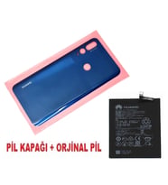 Tkgz Huawei Uyumlu Y9 Prime 2019 Arka Pil Batarya Kapağı + PİL MAVİ