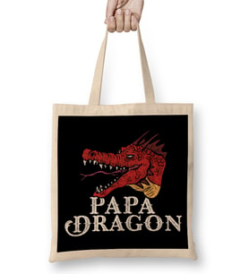 Awesome Papa Dragon Fearsome Dragon Fantasy Dad Bez Çanta Uzun Saplı