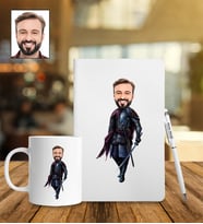 Kişiye Özel Savaşçı Tasarımlı Karikatür Defter Kalem Kupa Set 111