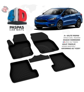 Ford Focus 3 Makyajlı SD 4D Araca Özel Havuzlu Kauçuk Paspas 2015-2018 (Karışık)