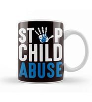 Blue Ribbon Stop Child Abuse Prevention Month Awareness Kupa Bardak Porselen