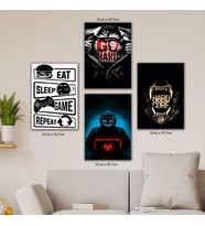 eat sleep game genç odası oyuncular için resimli 4lü hd baskılı kanvas tablo resim
